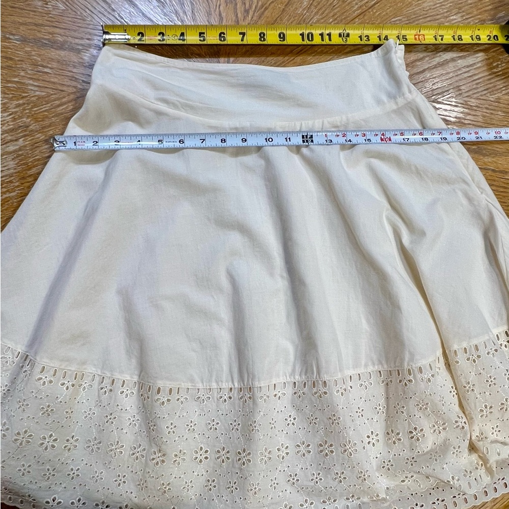 Eyelet lace buttercream midi full‎ a-line skirt cottagecore prairie boho y2k - Picture 13 of 14